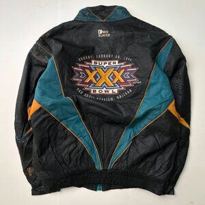 Vintage 1996 Super Bowl XXX NFL Leather Jacket Pro Player Men's - (L)